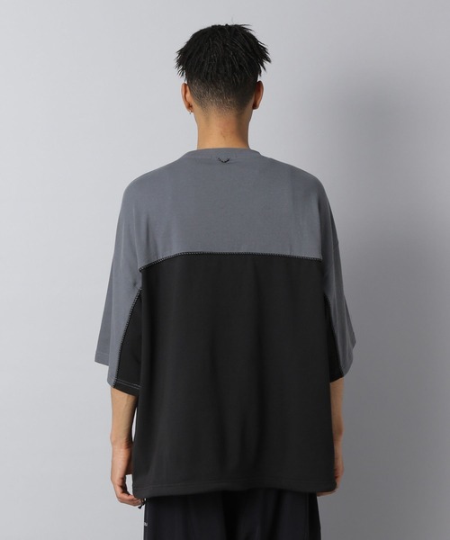 GENANX バイカラーTシャツ 切替デザイン2色人気 unisex セール】【NUMERALS】ライトスウェット切り替えTシャツ(Tシャツ