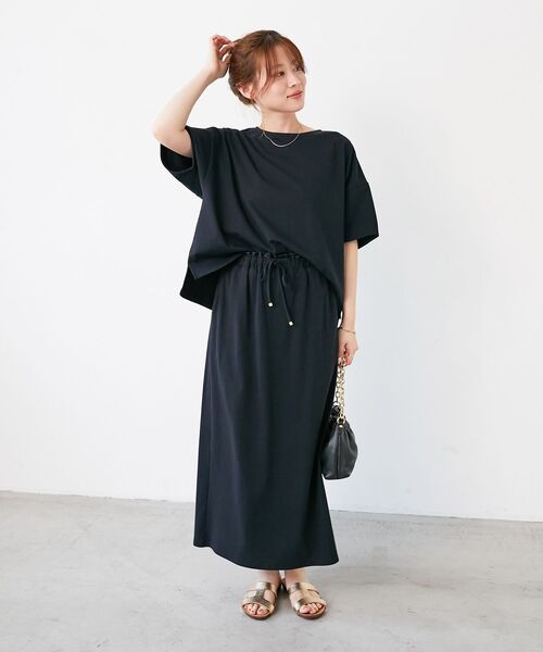 le.coeur blanc(ルクールブラン)の「MVS天竺プルオーバー×スカートセット(ワンピース・レディース・ブラック/モカ/ブラウン・38)」の2枚目の写真