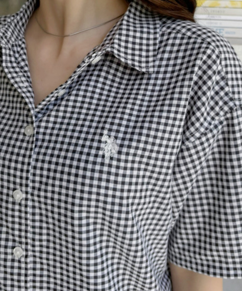 U.S. POLO ASSN.(ユーエスポロアッスン)の「U.S. POLO ASSN. 半袖 レギュラー チュニック シャツ(シャツ/ブラウス・レディース・サックスブルー/ネイビー×ホワイト/ブラック×ホワイト・M/L)」の7枚目の写真