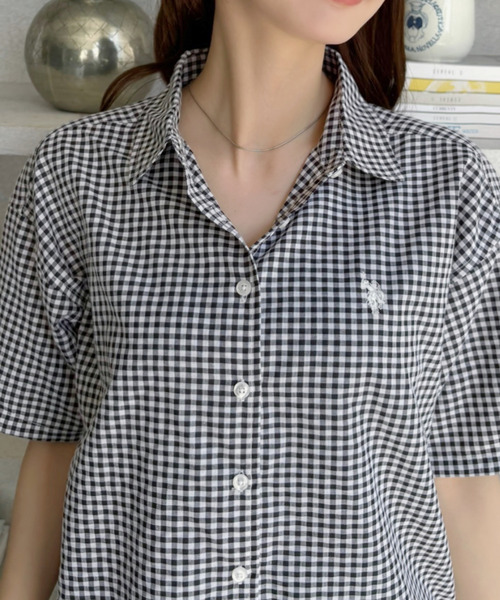 U.S. POLO ASSN.(ユーエスポロアッスン)の「U.S. POLO ASSN. 半袖 レギュラー チュニック シャツ(シャツ/ブラウス・レディース・サックスブルー/ネイビー×ホワイト/ブラック×ホワイト・M/L)」の5枚目の写真