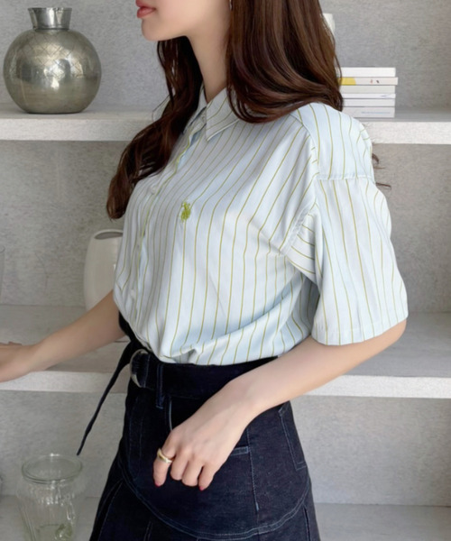 U.S. POLO ASSN.(ユーエスポロアッスン)の「U.S. POLO ASSN. 半袖 レギュラー チュニック シャツ(シャツ/ブラウス・レディース・サックスブルー/ネイビー×ホワイト/ブラック×ホワイト・M/L)」の15枚目の写真