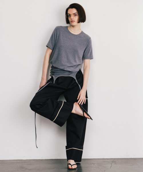 CREDONA（クレドナ）の「COTTON WIDE PANTS/コットンワイドパンツ（チノパンツ・レディース・ブラック/ベージュ・0/1）」の21枚目の写真