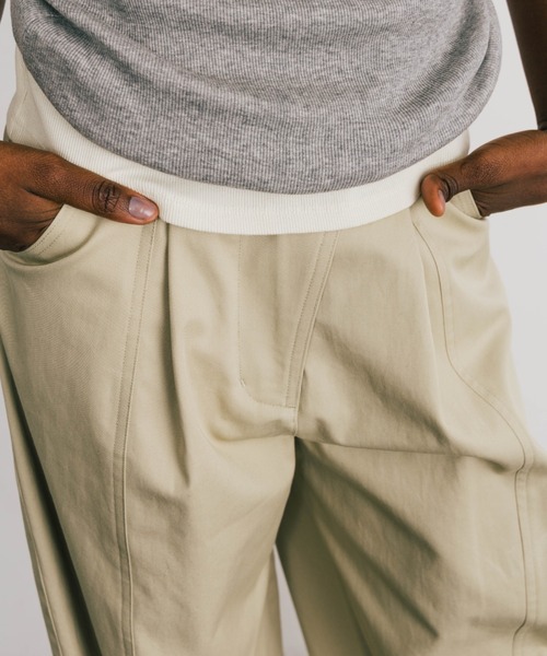 CREDONA（クレドナ）の「COTTON WIDE PANTS/コットンワイドパンツ（チノパンツ・レディース・ブラック/ベージュ・0/1）」の12枚目の写真