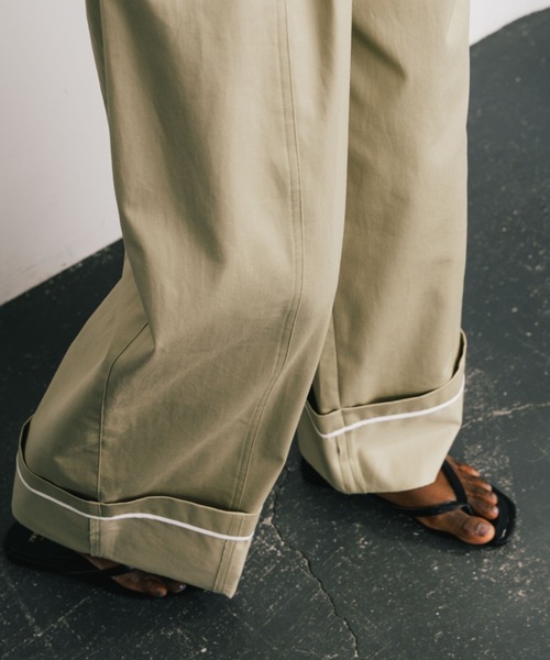 CREDONA（クレドナ）の「COTTON WIDE PANTS/コットンワイドパンツ（チノパンツ・レディース・ブラック/ベージュ・0/1）」の10枚目の写真