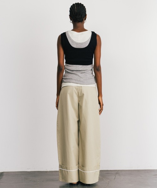 CREDONA（クレドナ）の「COTTON WIDE PANTS/コットンワイドパンツ（チノパンツ・レディース・ブラック/ベージュ・0/1）」の18枚目の写真