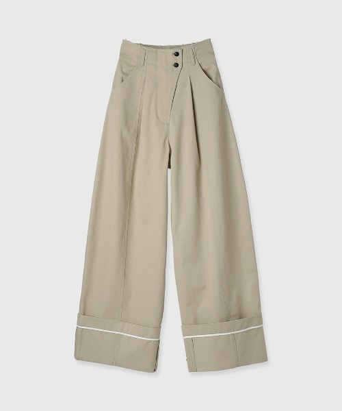 CREDONA（クレドナ）の「COTTON WIDE PANTS/コットンワイドパンツ（チノパンツ・レディース・ブラック/ベージュ・0/1）」の8枚目の写真