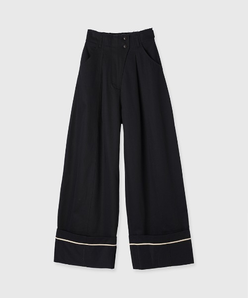 CREDONA（クレドナ）の「COTTON WIDE PANTS/コットンワイドパンツ（チノパンツ・レディース・ブラック/ベージュ・0/1）」の7枚目の写真