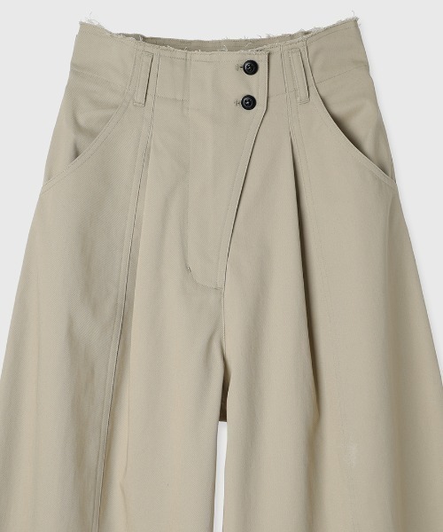 CREDONA（クレドナ）の「COTTON WIDE PANTS/コットンワイドパンツ（チノパンツ・レディース・ブラック/ベージュ・0/1）」の3枚目の写真