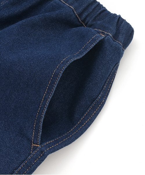 GLAZOS（グラソス）の「【大人向けサイズあり】冷感デニム・イージーハーフパンツ（デニムパンツ・キッズ・ダークブルー/ライトブルー・L/M/S/LL）」の6枚目の写真