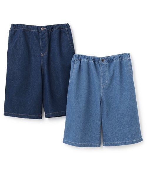 GLAZOS（グラソス）の「【大人向けサイズあり】冷感デニム・イージーハーフパンツ（デニムパンツ・キッズ・ダークブルー/ライトブルー・L/M/S/LL）」の10枚目の写真