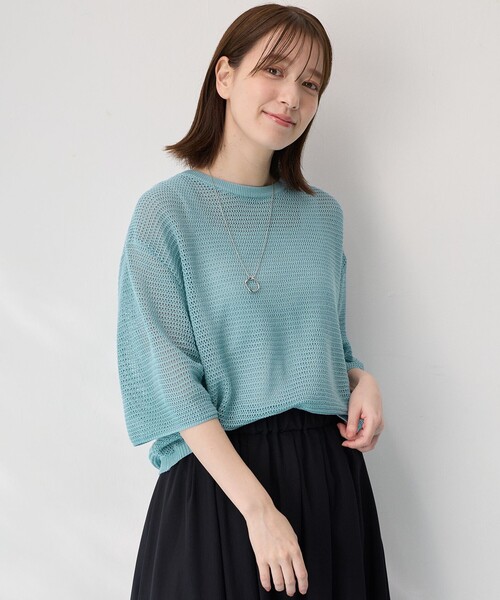ANY(エニィ)の「アイレットメッシュニット(ニット/セーター・レディース・アイボリー系/グレー系/ベージュ系/サックスブルー系・4)」の4枚目の写真