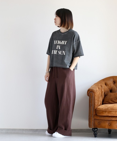 cepo（セポ）の「ダート加工プリントTee（Tシャツ/カットソー・レディース・ピンク/カーキ/チャコール・M）」の7枚目の写真