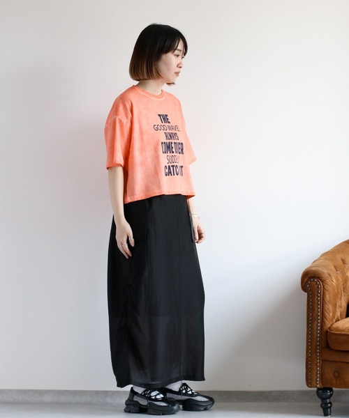 cepo（セポ）の「ダート加工プリントTee（Tシャツ/カットソー・レディース・ピンク/カーキ/チャコール・M）」の16枚目の写真