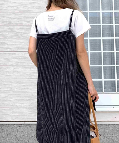 Q（キュー）の「ピンストライプキャミチュ二（チュニック・レディース・ブラック/グレー・MEDIUM）」の5枚目の写真