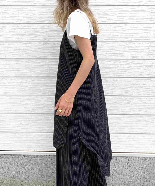 Q（キュー）の「ピンストライプキャミチュ二（チュニック・レディース・ブラック/グレー・MEDIUM）」の15枚目の写真