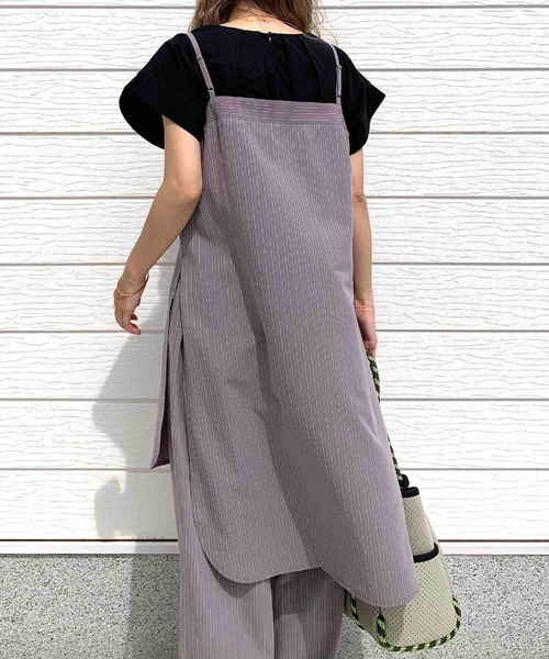 Q（キュー）の「ピンストライプキャミチュ二（チュニック・レディース・ブラック/グレー・MEDIUM）」の14枚目の写真