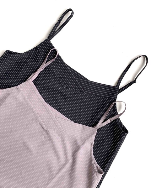 Q（キュー）の「ピンストライプキャミチュ二（チュニック・レディース・ブラック/グレー・MEDIUM）」の11枚目の写真