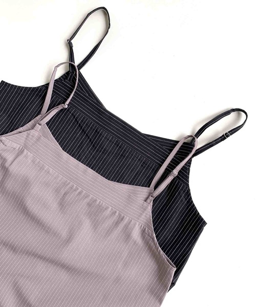 Q（キュー）の「ピンストライプキャミチュ二（チュニック・レディース・ブラック/グレー・MEDIUM）」の4枚目の写真
