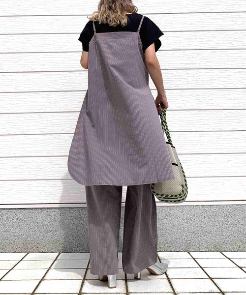 Q（キュー）の「ピンストライプキャミチュ二（チュニック・レディース・ブラック/グレー・MEDIUM）」の10枚目の写真