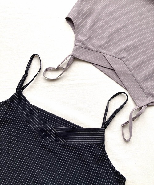Q（キュー）の「ピンストライプキャミチュ二（チュニック・レディース・ブラック/グレー・MEDIUM）」の17枚目の写真