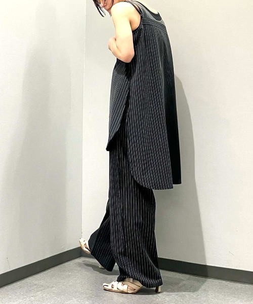 Q（キュー）の「ピンストライプキャミチュ二（チュニック・レディース・ブラック/グレー・MEDIUM）」の21枚目の写真