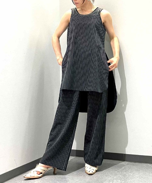 Q（キュー）の「ピンストライプキャミチュ二（チュニック・レディース・ブラック/グレー・MEDIUM）」の20枚目の写真