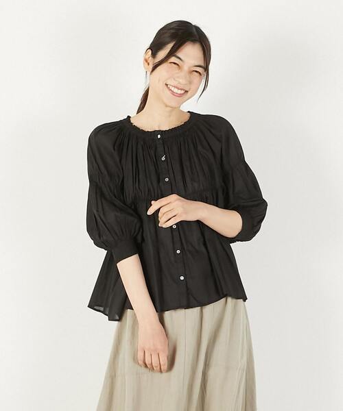 その他 Neru セール】【綿ボイルシャーリングギャザーブラウス】（シャツ