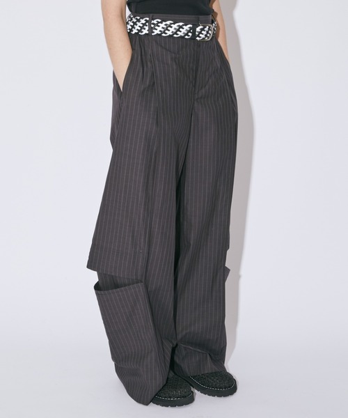 beautiful people(ビューティフルピープル)の「cotton suiting trompe loeil pants(その他パンツ・レディース・チャコール/ブルーグレー・38/36)」の2枚目の写真