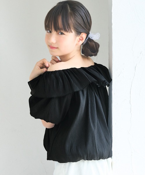 coca(coca)(コカ)の「キッズ 親子お揃いシアーブラウス(シャツ/ブラウス・キッズ・ドット/ブラック・120/130/140/150)」の1枚目の写真