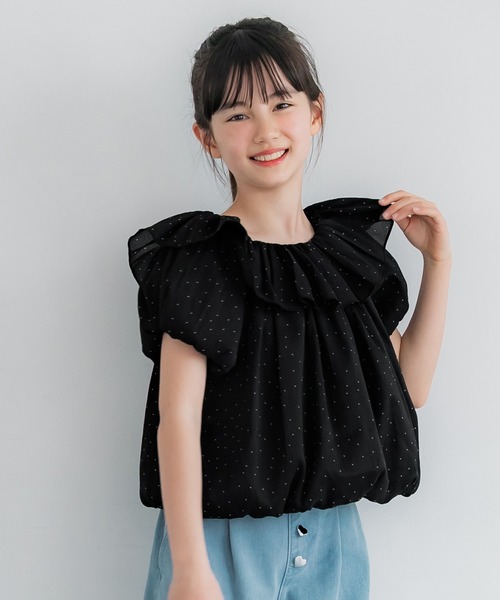 coca(coca)(コカ)の「キッズ 親子お揃いシアーブラウス(シャツ/ブラウス・キッズ・ドット/ブラック・120/130/140/150)」の14枚目の写真