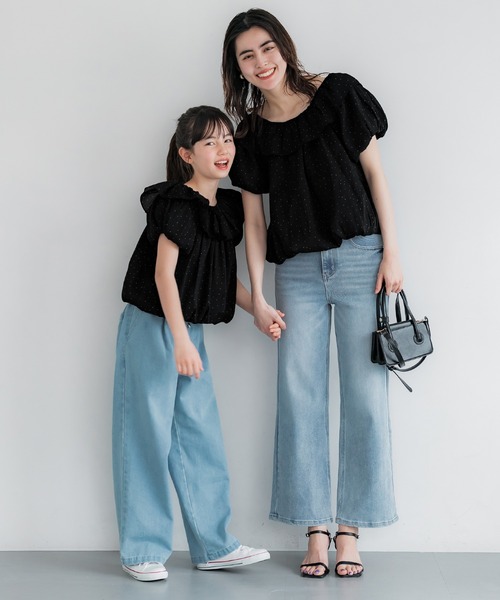 coca(coca)(コカ)の「キッズ 親子お揃いシアーブラウス(シャツ/ブラウス・キッズ・ドット/ブラック・120/130/140/150)」の9枚目の写真