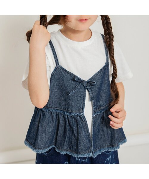 BREEZE(ブリーズ)の「【リンク/ジュニア対応】デニムキャミ2P半袖Tシャツ(Tシャツ/カットソー・キッズ・ブルー/ネイビー・80/90/100/110/120/130/140)」の15枚目の写真