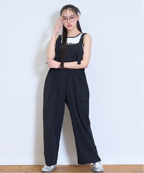 LOVETOXIC(ラブトキシック)の「ドローコードオールインワン(つなぎ/オールインワン・キッズ・カーキ/ブラック・S:140cm/M:150cm/L:160cm)」の14枚目の写真