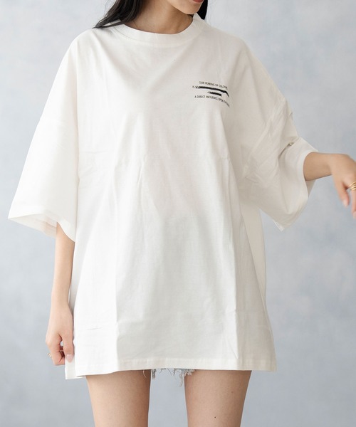 Asterellivi(アステレリビ)の「バックプリントビックTシャツ(Tシャツ/カットソー・レディース・ホワイト/ブラック/チャコールグレー/ブルー・FREE)」の6枚目の写真