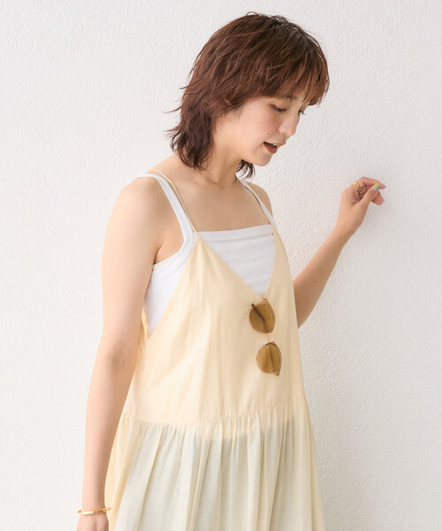 RIVE DROITE（リヴドロワ）の「【à Nice （ア ・ニース）】コットンシルクキャミドレス（ワンピース・レディース・ブルー/ダークブラウン/ホワイト系その他・FREE）」の14枚目の写真