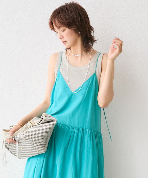 RIVE DROITE（リヴドロワ）の「【à Nice （ア ・ニース）】コットンシルクキャミドレス（ワンピース・レディース・ブルー/ダークブラウン/ホワイト系その他・FREE）」の21枚目の写真