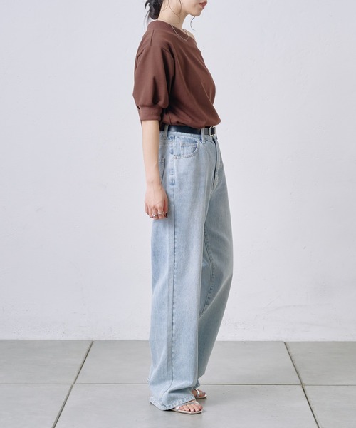 COLONY 2139（コロニートゥーワンスリーナイン）の「5分袖オフショルスウェットプルオーバー（スウェット・レディース・ホワイト/ブラウン/グレー/ブラック・FREE）」の20枚目の写真