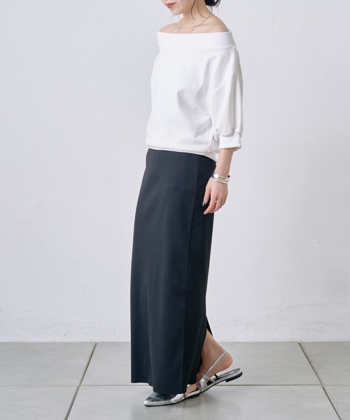 COLONY 2139（コロニートゥーワンスリーナイン）の「5分袖オフショルスウェットプルオーバー（スウェット・レディース・ホワイト/ブラウン/グレー/ブラック・FREE）」の10枚目の写真