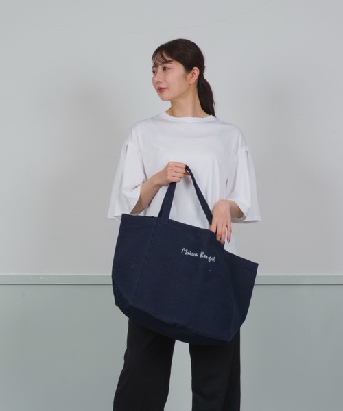 MAISON BENGAL（マイソンベンガル）の「【Maison Bengal】コットン　トートバッグ ユニセックス（トートバッグ・レディース・ブラック/ナチュラル/ネイビー・FREE）」の7枚目の写真