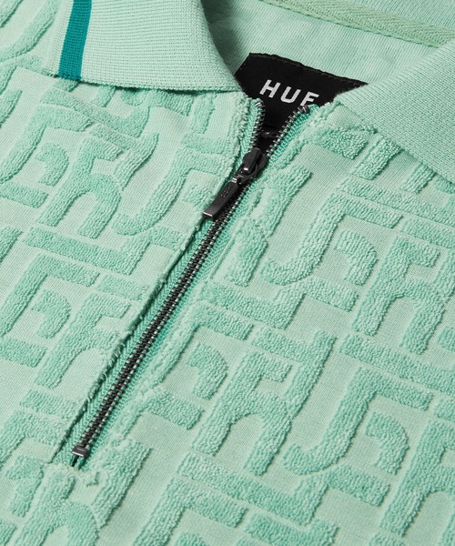 HUF ヒョウ柄 ポロシャツ Mサイズ ハフ SCRIPT STRIPE VELOR LS POLO（ポロシャツ）｜HUF（ハフ）の