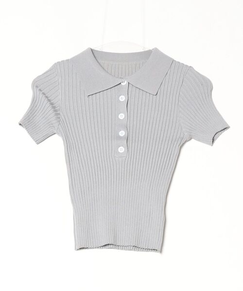 Per sist ence(パーシエンス)の「リブ半袖ポロニット(Tシャツ/カットソー・レディース・グレー/ホワイト/ブラック/ライトピンク・ONE SIZE)」の22枚目の写真