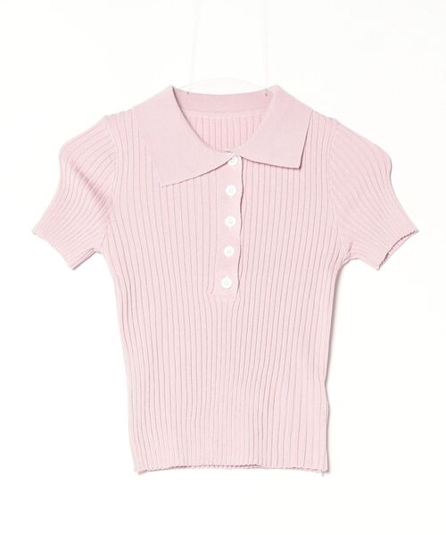 Per sist ence(パーシエンス)の「リブ半袖ポロニット(Tシャツ/カットソー・レディース・グレー/ホワイト/ブラック/ライトピンク・ONE SIZE)」の9枚目の写真