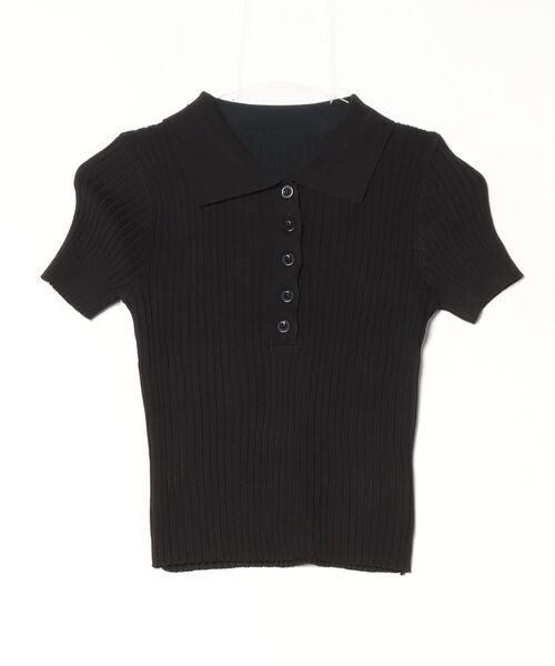 Per sist ence(パーシエンス)の「リブ半袖ポロニット(Tシャツ/カットソー・レディース・グレー/ホワイト/ブラック/ライトピンク・ONE SIZE)」の15枚目の写真