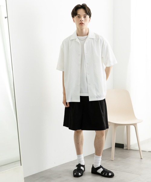 SENSE OF PLACE by URBAN RESEARCH（センスオブプレイスバイアーバンリサーチ）の「シアサッカーオープンカラーショートスリーブシャツ（シャツ/ブラウス・メンズ・ライトブルー/ホワイト/ネイビー・LARGE/MEDIUM）」の20枚目の写真