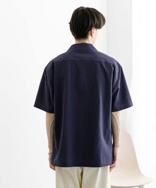 SENSE OF PLACE by URBAN RESEARCH（センスオブプレイスバイアーバンリサーチ）の「シアサッカーオープンカラーショートスリーブシャツ（シャツ/ブラウス・メンズ・ライトブルー/ホワイト/ネイビー・LARGE/MEDIUM）」の5枚目の写真