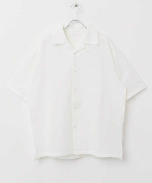 SENSE OF PLACE by URBAN RESEARCH（センスオブプレイスバイアーバンリサーチ）の「シアサッカーオープンカラーショートスリーブシャツ（シャツ/ブラウス・メンズ・ライトブルー/ホワイト/ネイビー・LARGE/MEDIUM）」の6枚目の写真