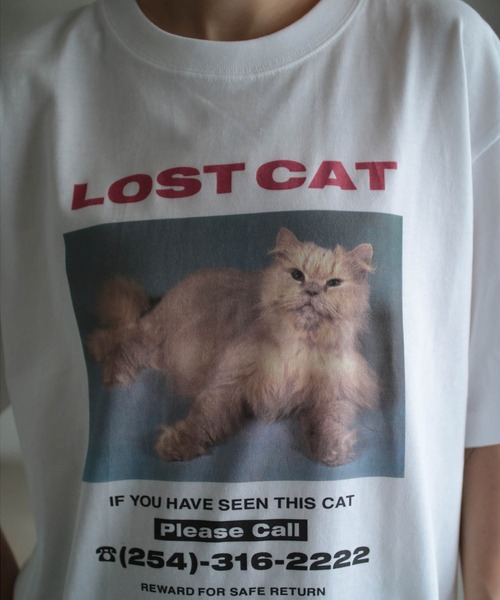 AKISHIKA design(アキシカデザイン)の「LOST CAT T-SHIRTS(Tシャツ/カットソー・メンズ・ホワイト・L/M/XL/S)」の4枚目の写真