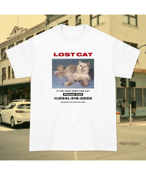 AKISHIKA design(アキシカデザイン)の「LOST CAT T-SHIRTS(Tシャツ/カットソー・メンズ・ホワイト・L/M/XL/S)」の7枚目の写真