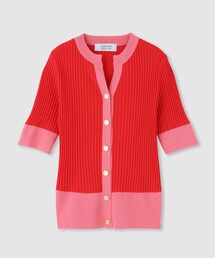LOULOU WILLOUGHBY（ルルウィルビー）の「◇ 【LOULOU WILLOUGHBY】バイカラーキーネック5分袖カーディガン（カーディガン/ボレロ）」