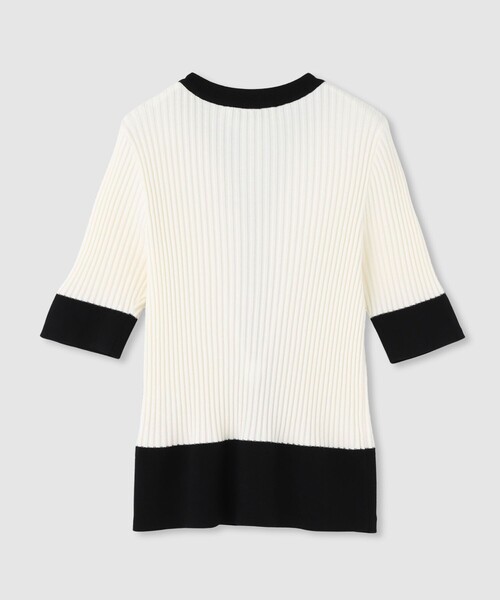 LOULOU WILLOUGHBY（ルルウィルビー）の「◇ 【LOULOU WILLOUGHBY】バイカラーキーネック5分袖カーディガン（カーディガン/ボレロ・レディース・レッド/ブラック/オフホワイト・2）」の4枚目の写真